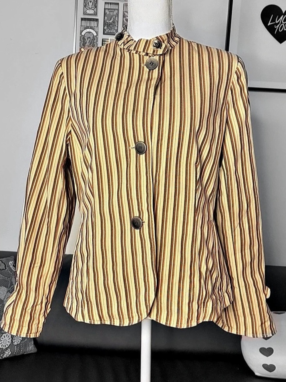 Anne Klein Striped Button-Front Jacket Size 12